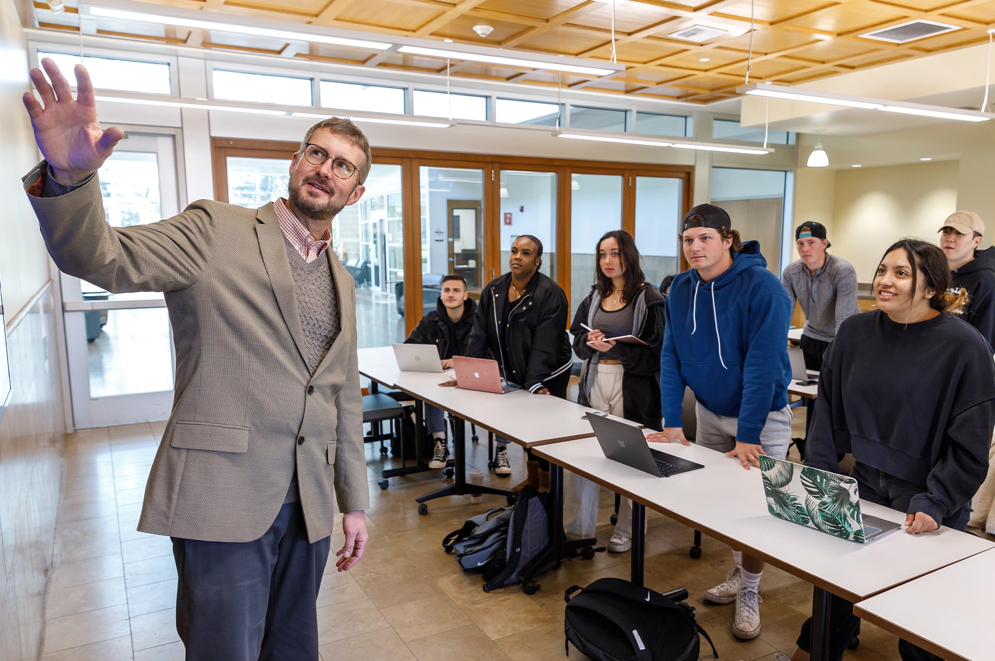 professor lecturing to students during class