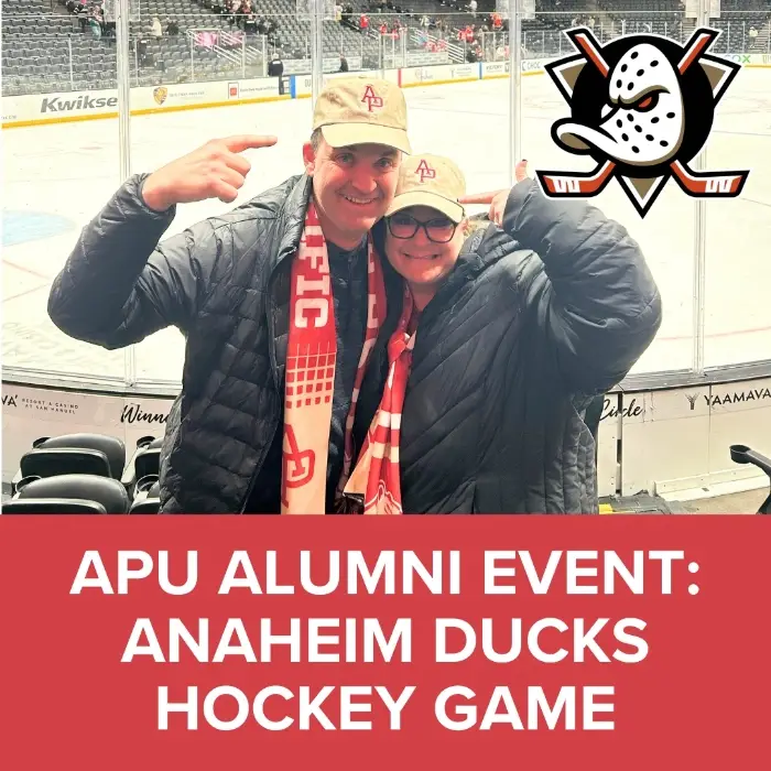 a couple supporting the Anaheim ducks hockey team.
