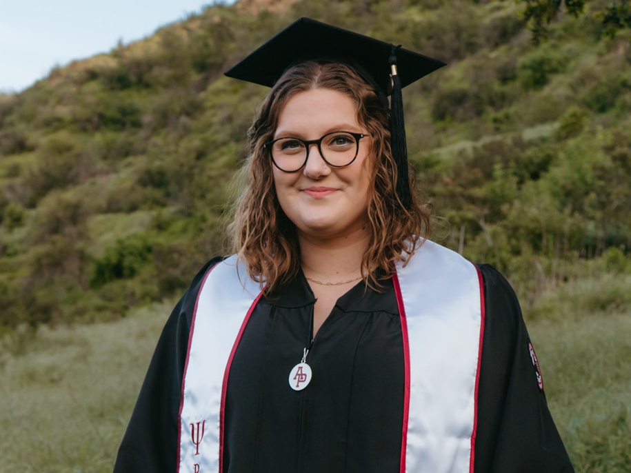 hannah wearing her cap and gown