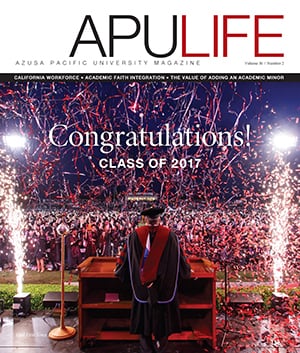 APULIFE front cover of confetti at commencement ceremony