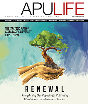 APULIFE front cover of a painted tree cupped in two hands