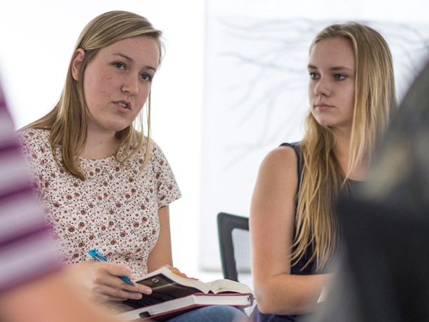 students interacting during class