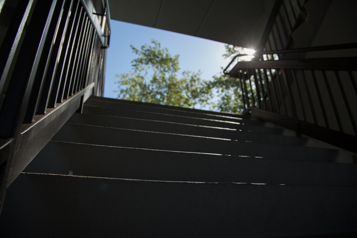 stairs from west campus during sunny day