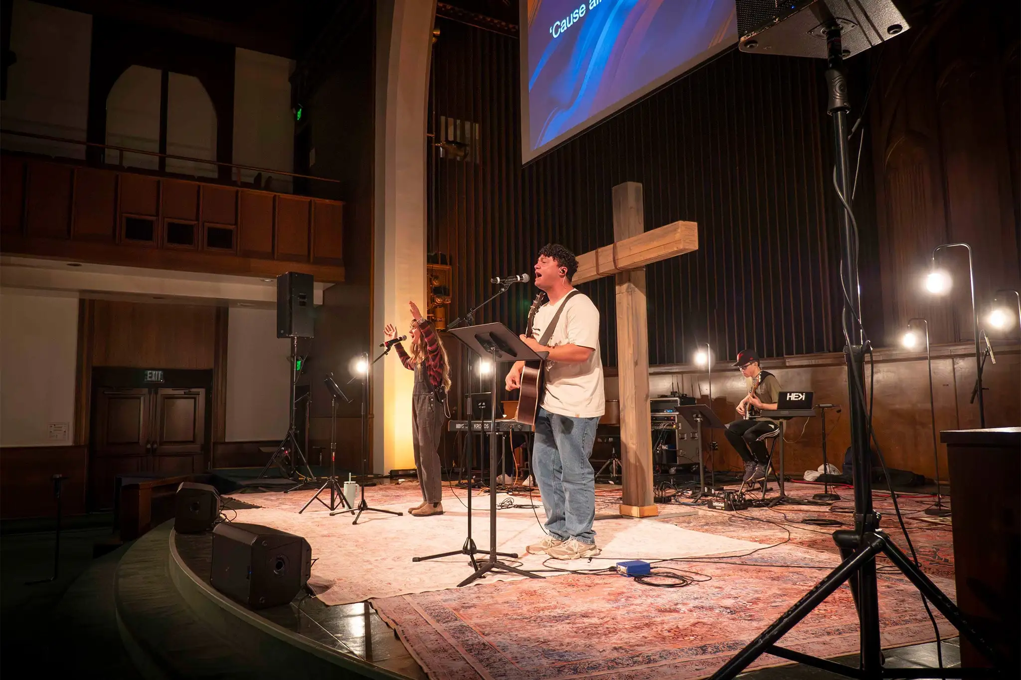 Student leading worship