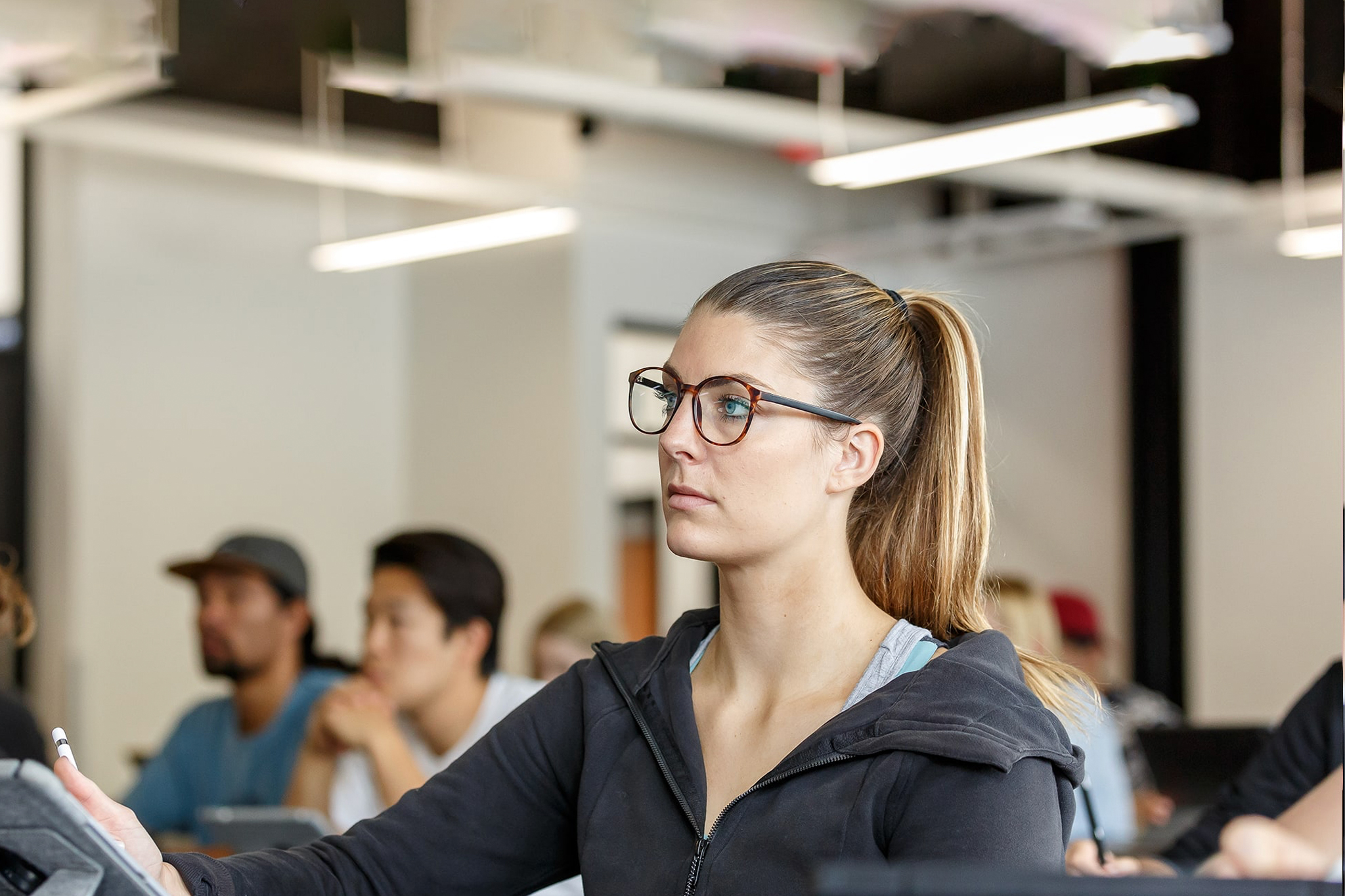 Female student in class