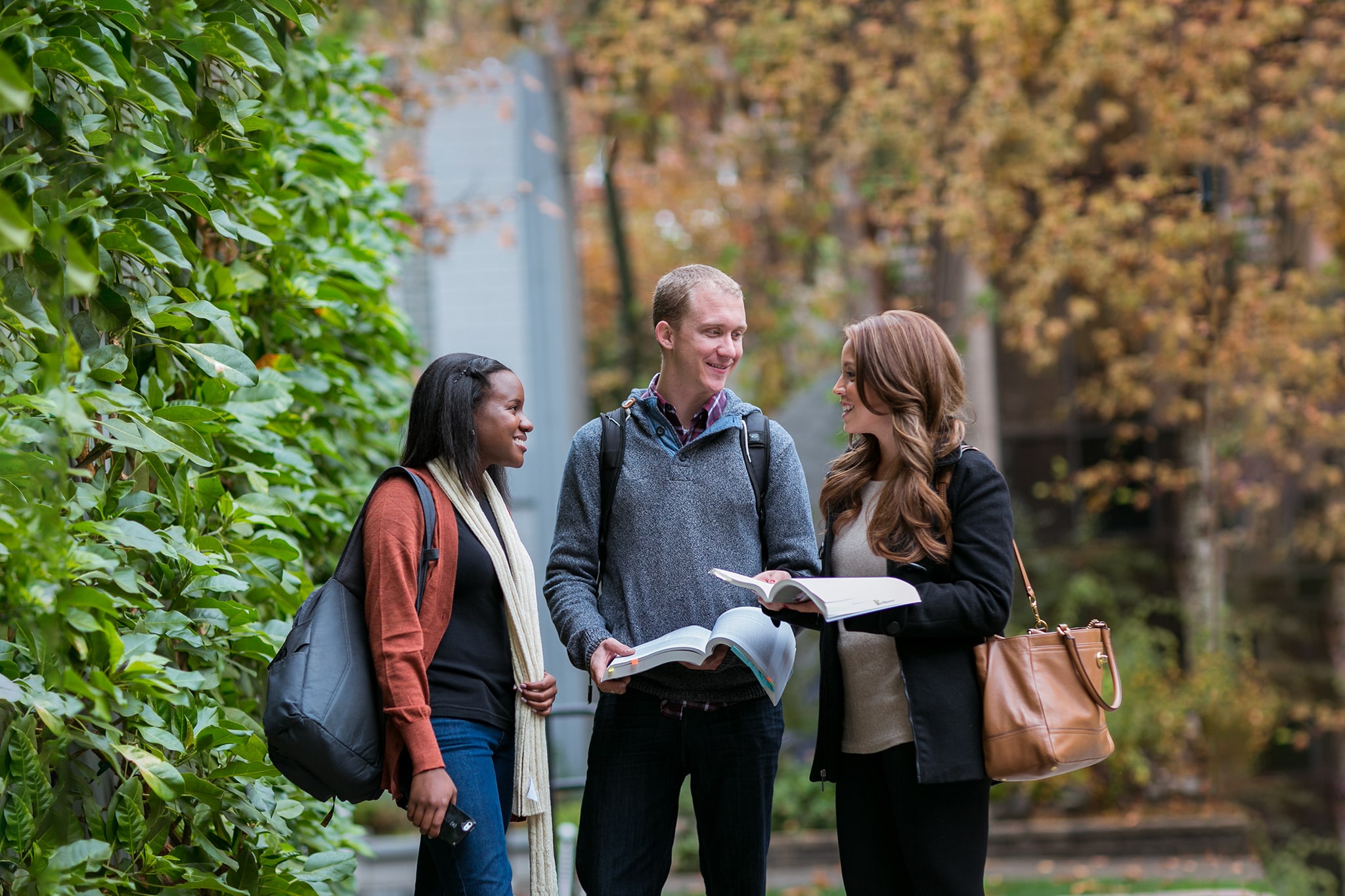 A group of students gathered together