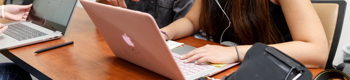 Student with laptop open