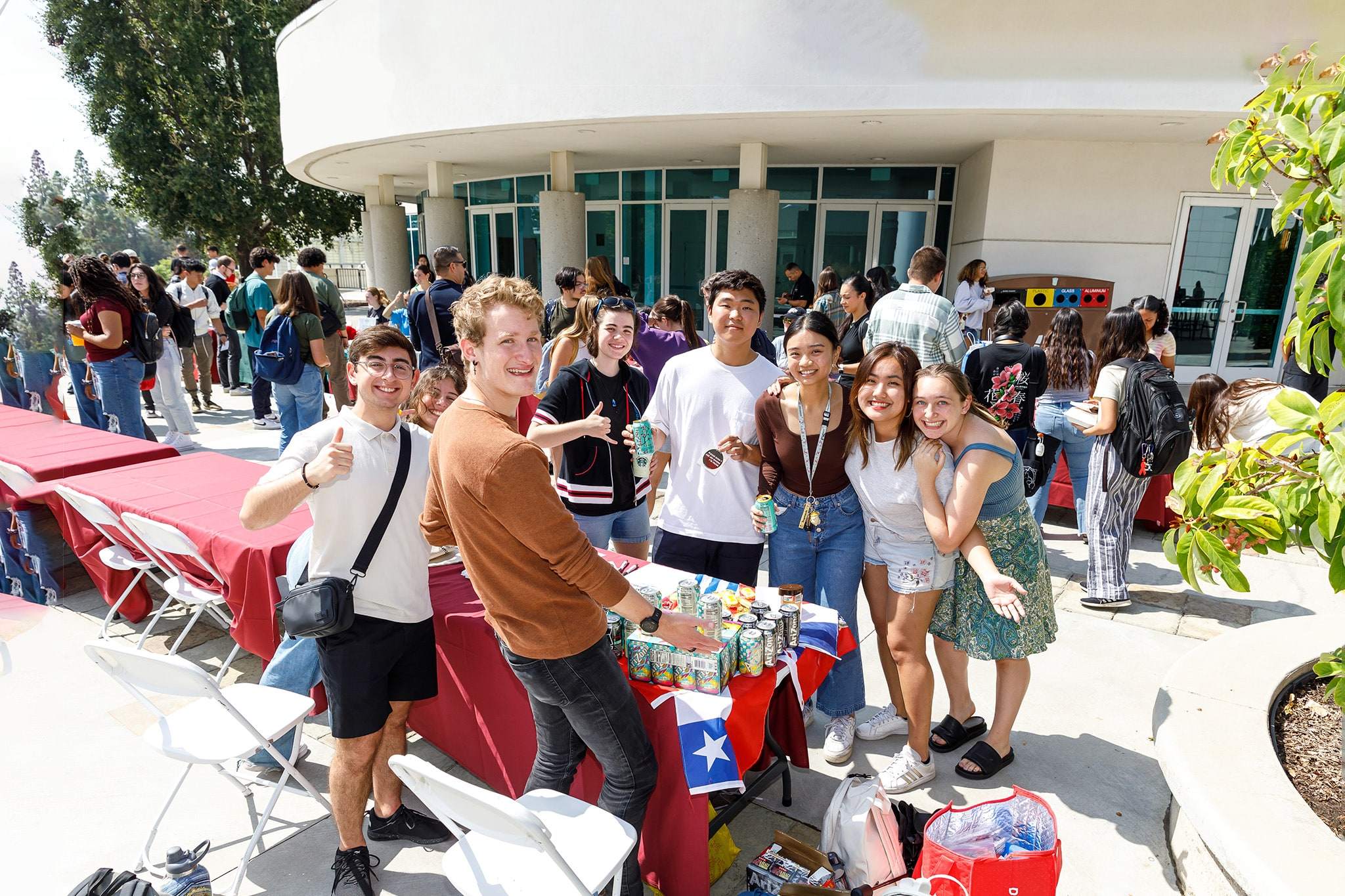 students smiling during a career fair event