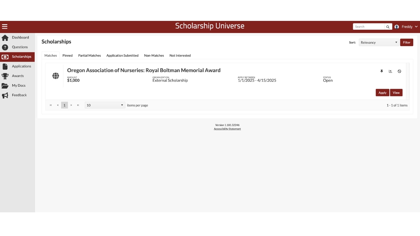 displaying how scholarship universe looks like