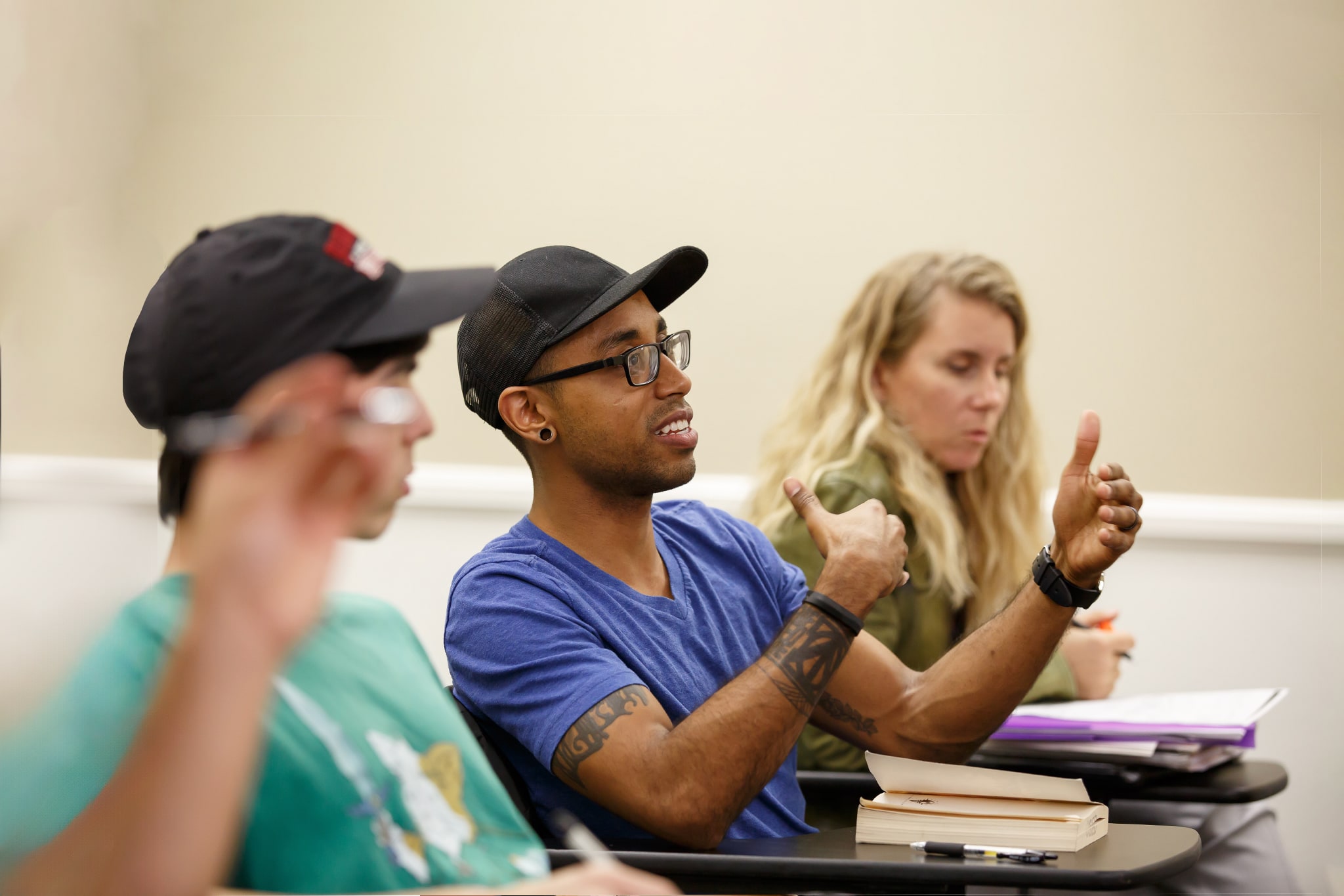 Student speaking in classroom