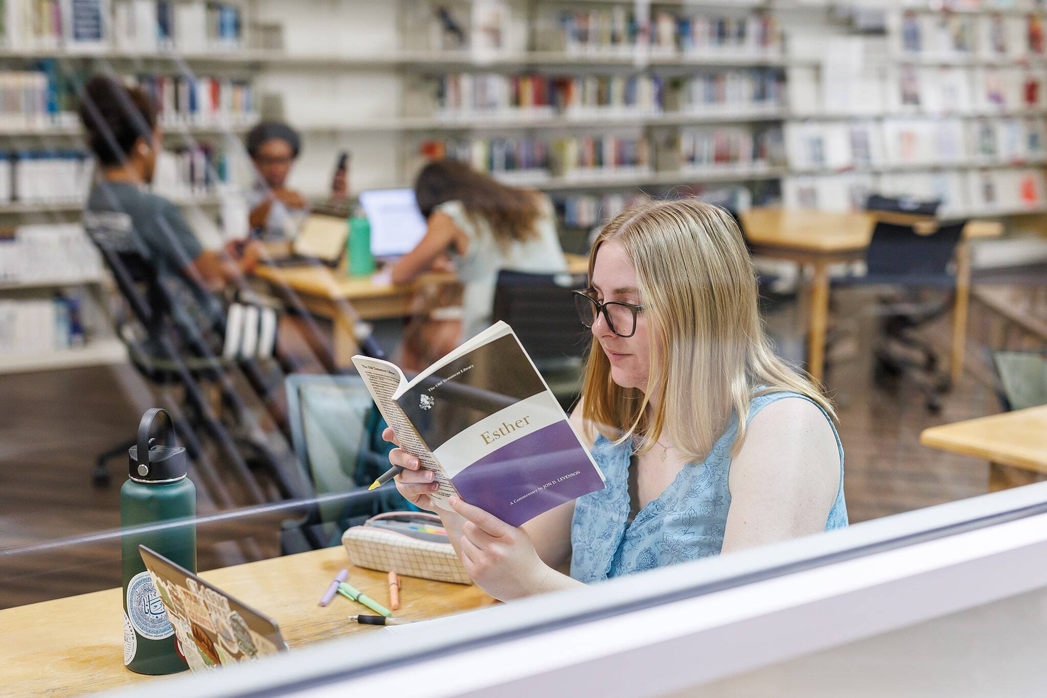 Students studying at the library