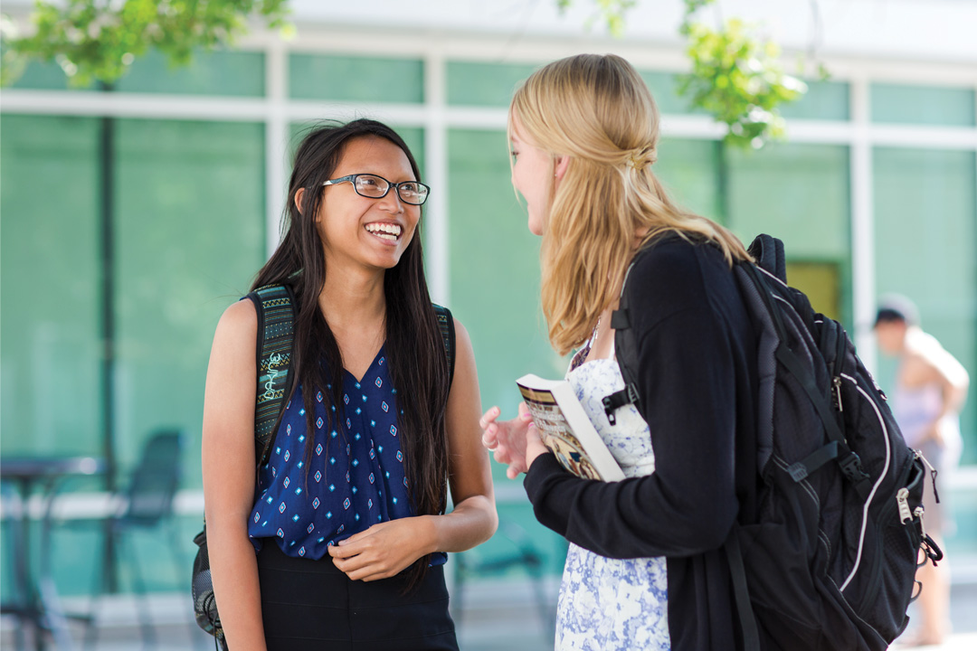 Students laughing and talking