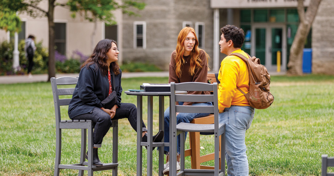 Students chatting outside