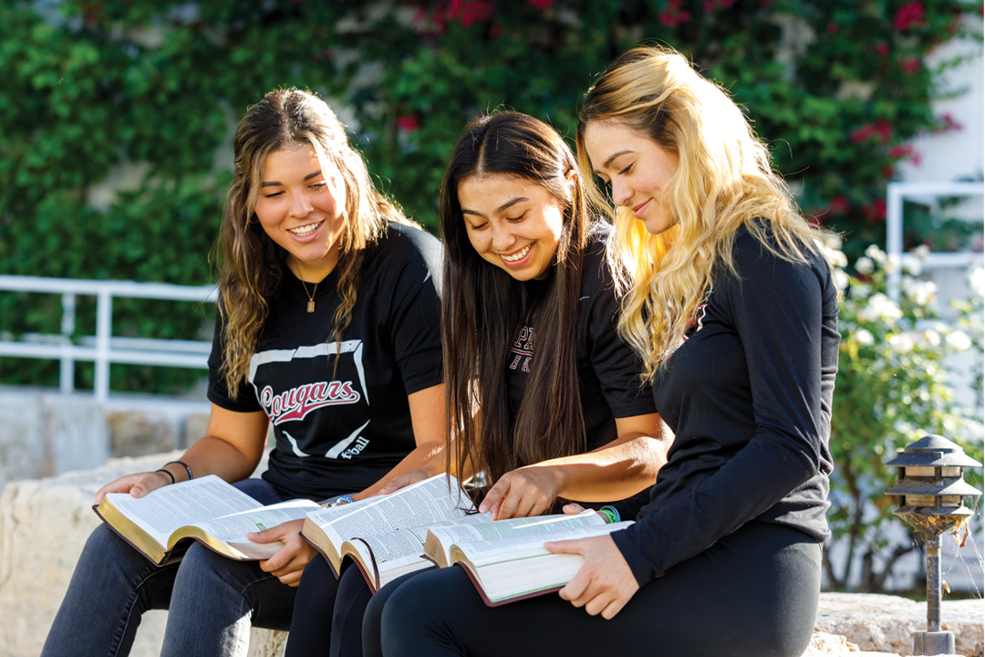 Students reading the Bible