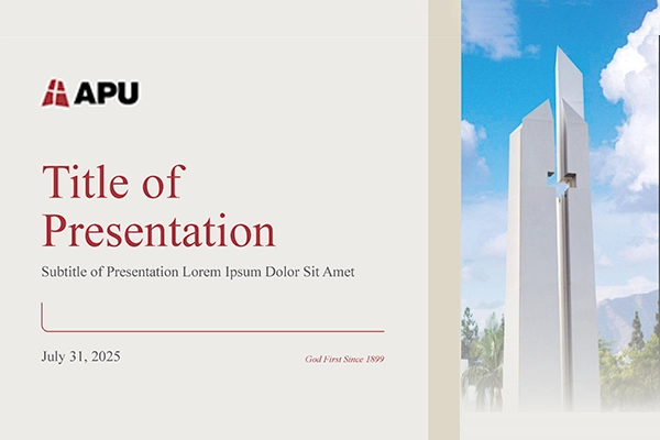 flyer in beige saying "title of presentation"
