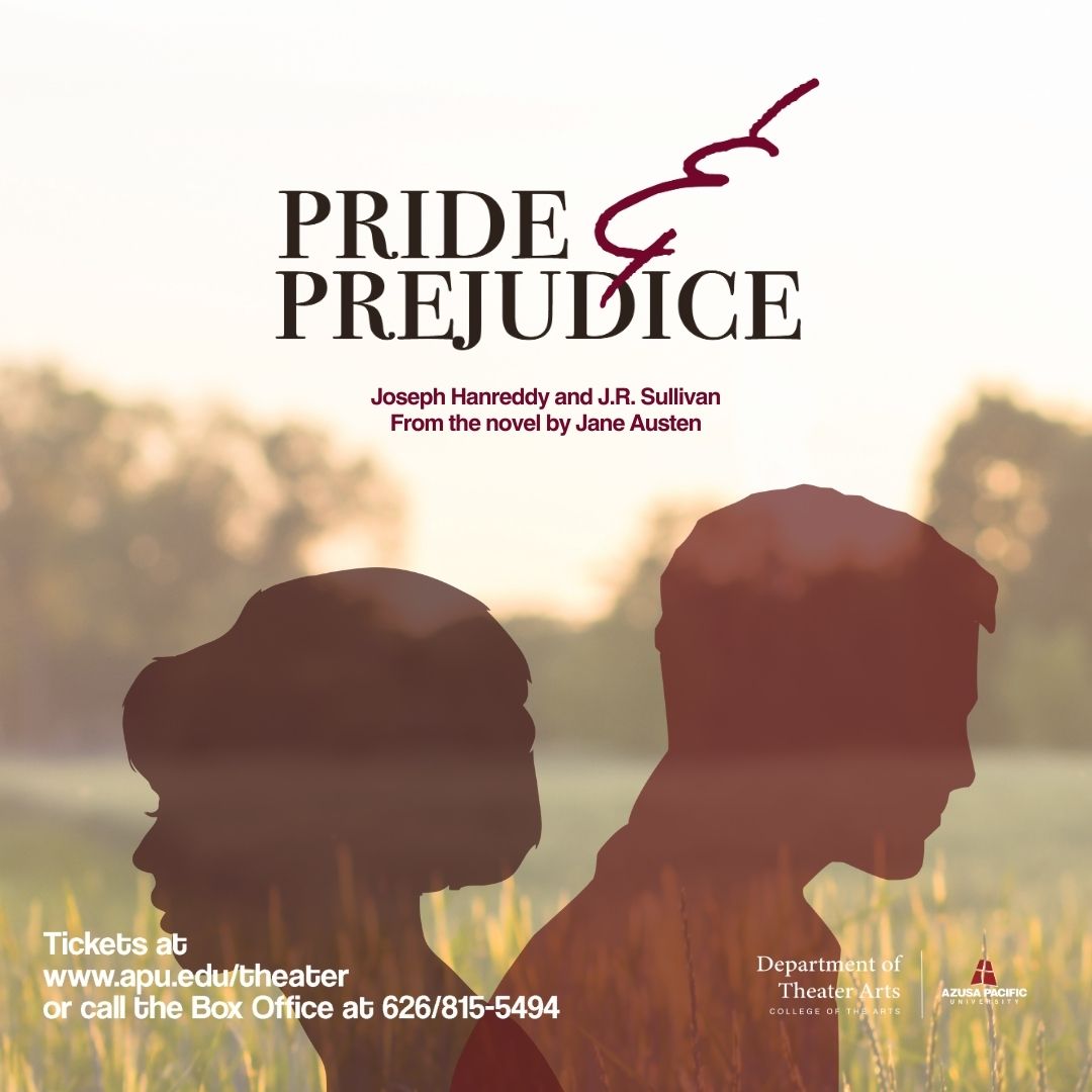a illustration of a woman and a man facing opposite ways with the titlte written: Pride predujice