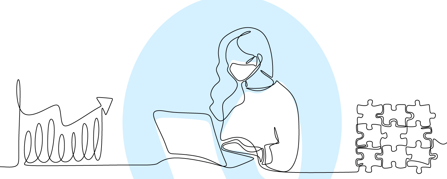 Graphic of girl on her laptop